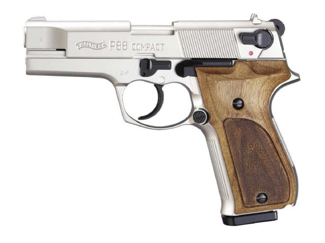 Pištoľ exp. Walther P88 Compact nickel/wood, kal. 9mm PA