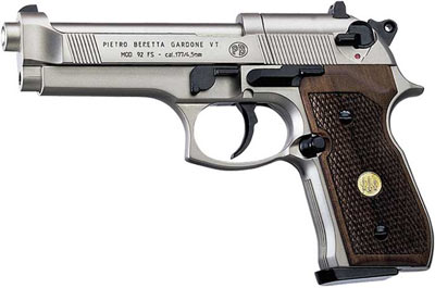 Vzduchová pištoľ Beretta M 92FS nikel / drevo