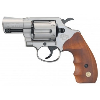 Revolver exp. Colt Detective Special nickel/wood, kal. 9mm