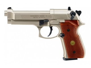 Pištoľ CO2 Beretta M92 FS nickel/wood, kal. 4,5mm diabolo